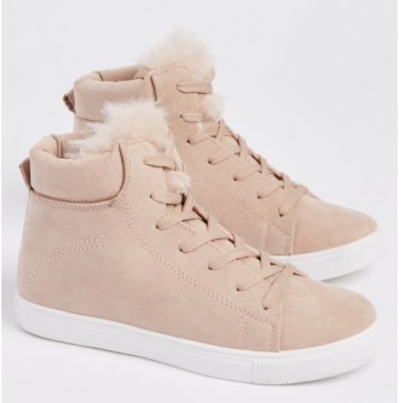 faux fur high top sneakers